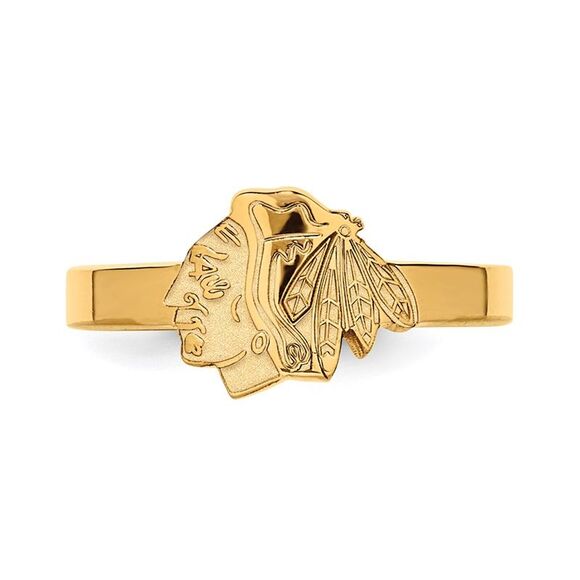 10k Yellow Gold NHL Chicago Blackhawks Toe Ring - Picture 4 of 5